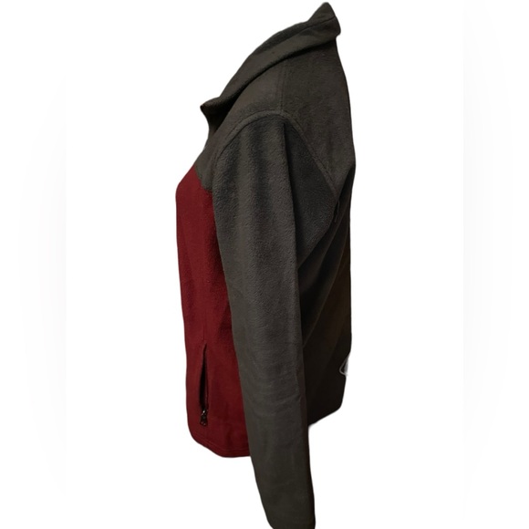 Columbia Youth XL Full Zip Up Long Sleeve Mock Neck Fleece Jacket Red Gray - Picture 3 of 7